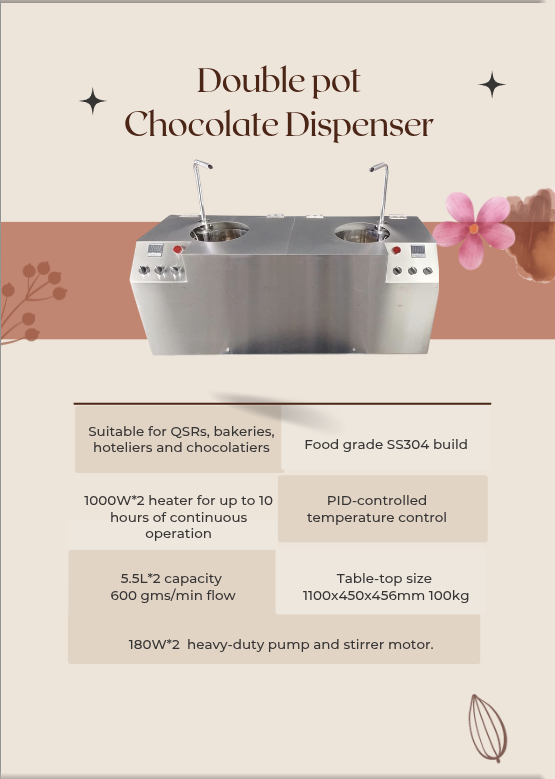 Culinext double pot chocolate dispenser with stainless steel build