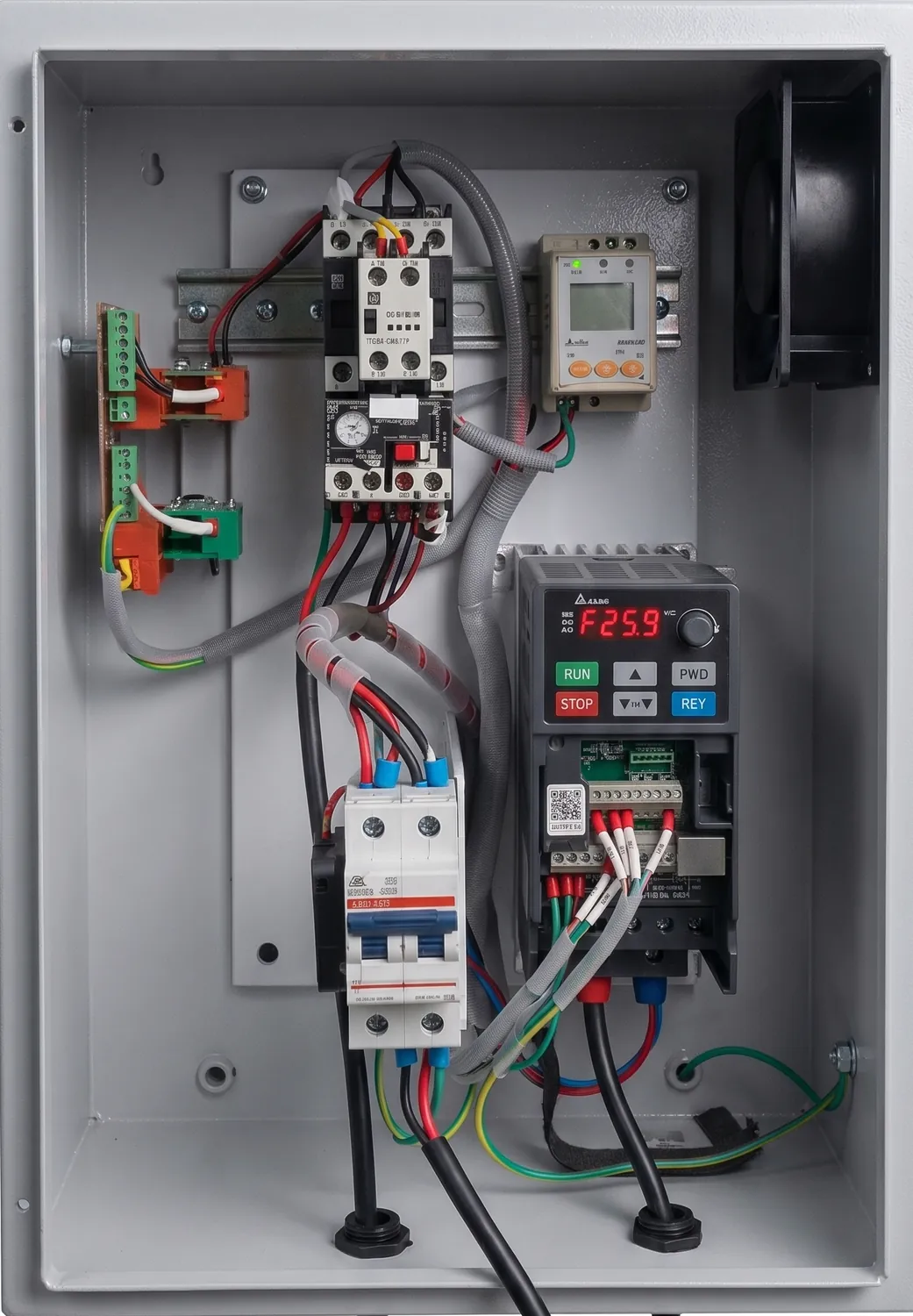 Electrical cabinet with MCB and control components for the Culinext Cocoa Bean Cracker and Winnower Machine