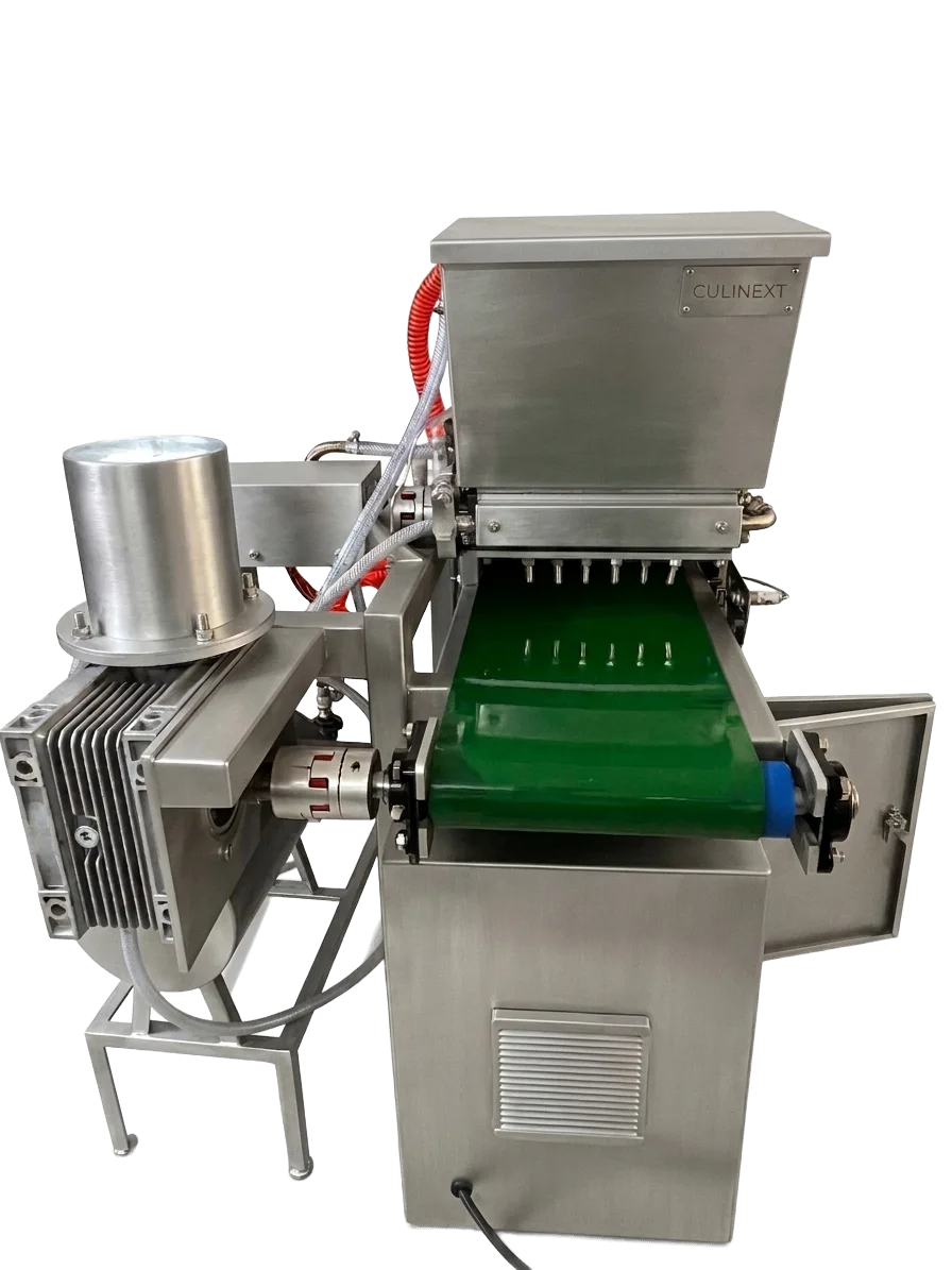 Culinext automatic chocolate depositor with conveyor and multiple nozzles